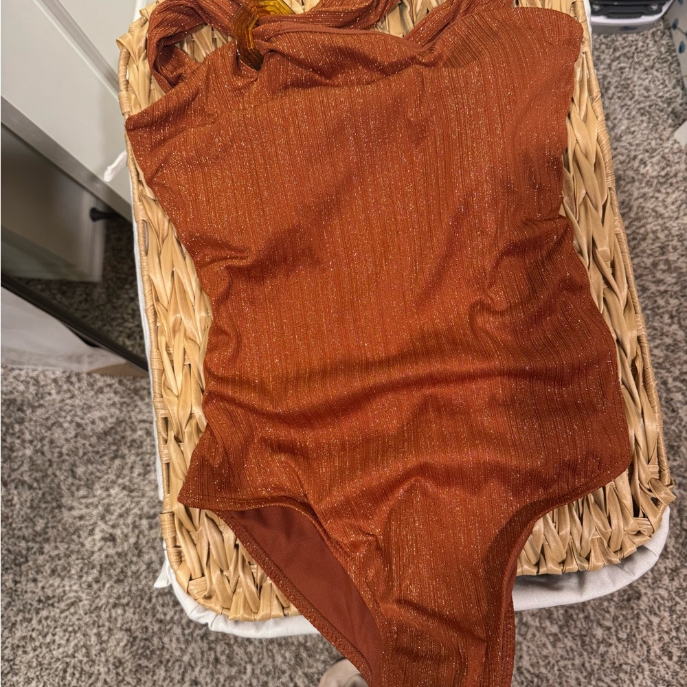 One Piece Swimsuit in Shimmering Orange